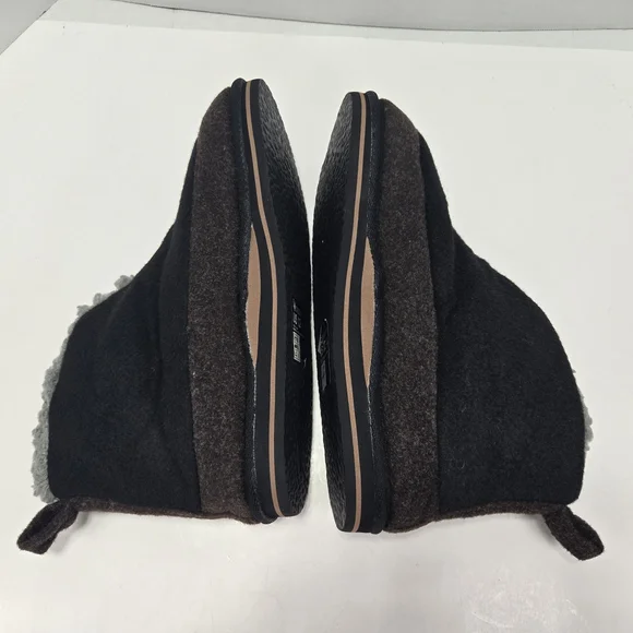 KauiLu Black and Brown Winter Felt Wool Slippers with Sherpa Lining Size 12 - Picture 5 of 11